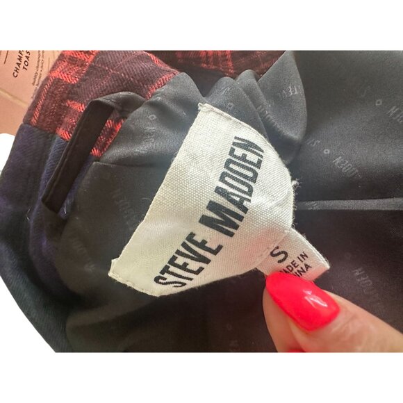 STEVE MADDEN Plaid Tartan Split Buttoned Blazer Jacket Sz Small - Picture 8 of 10